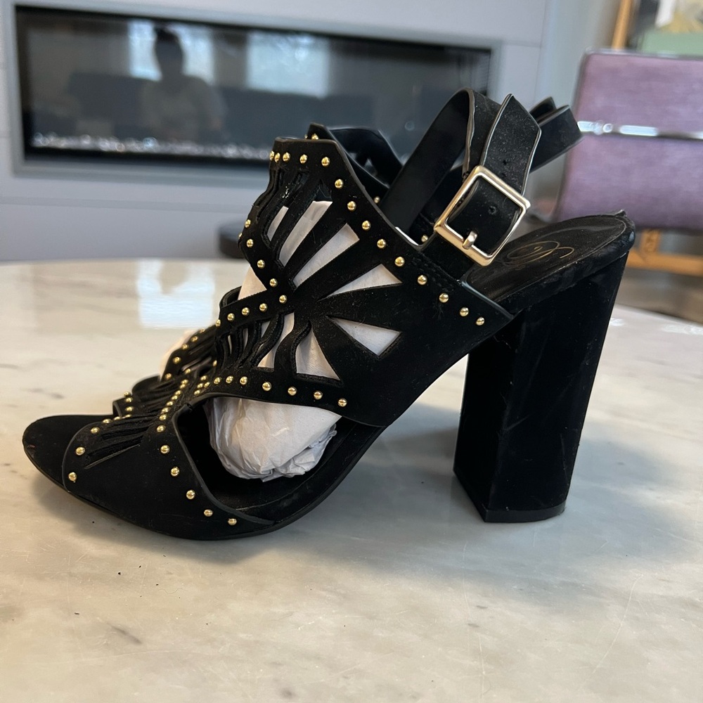 Elegant Black Studded Women's Heels